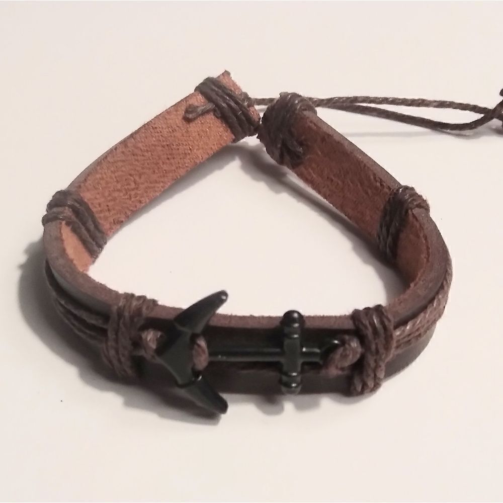 Men's leather bracelet anchor New c9‎